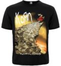 Лице на мъжка тениска с щампа Korn Follow the Leader с момиче на пропаст