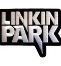 Бродирана метъл нашивка с бялото лого на Linkin Park на черен фон