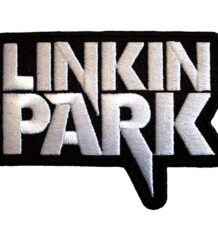 Бродирана метъл нашивка с бялото лого на Linkin Park на черен фон