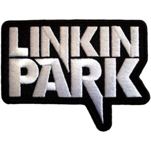 Бродирана метъл нашивка с бялото лого на Linkin Park на черен фон