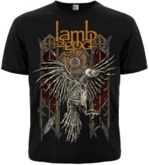 Черна мъжка метъл тениска с щампа на Lamb of God и скелет на гарван