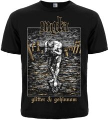 Черна мъжка метъл тениска с щампа на Mgła Glitter & Gehinnom с фигура сред руини