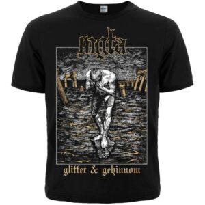 Черна мъжка метъл тениска с щампа на Mgła Glitter & Gehinnom с фигура сред руини