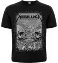 Лице на черна рок тениска Metallica The Black Album с графики на черепи и змия