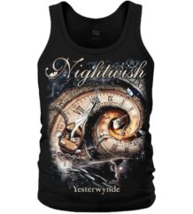 Мъжки потник Nightwish Yesterwynde Clock предна щампа със спираловиден часовник на черен фон