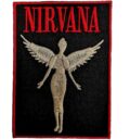 Бродирана рок нашивка Nirvana Angelic с червен надпис и златист ангел