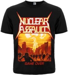 Черна метъл тениска Nuclear Assault Game Over с цветна ситопечатна щампа отпред