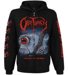 Метъл суичер с цип Obituary Cause of Death предна част с лого и око