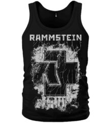 Мъжки памучен потник Rammstein с голямо бяло лого и надпис, преден изглед