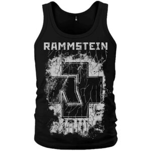 Мъжки памучен потник Rammstein с голямо бяло лого и надпис, преден изглед