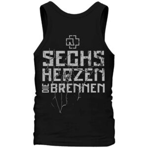 Мъжки памучен потник Rammstein с лого и надпис Sechs Herzen Brennen - Hover Image