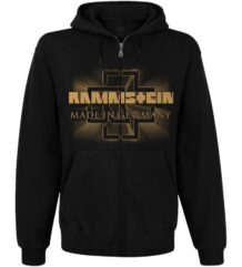 Мъжки черен суичер с цип Rammstein Made in Germany предна част златно лого