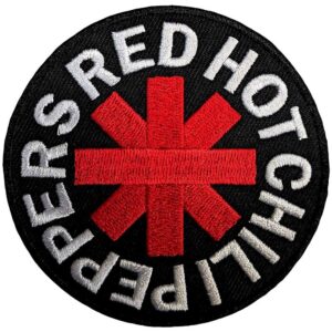 Кръгла рок нашивка Red Hot Chili Peppers с червена звезда Asterisk