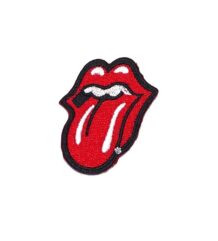 Рок нашивка The Rolling Stones Tongue Logo с червена бродерия върху черен фон