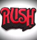 Бродирана червена рок нашивка на RUSH върху черен фон