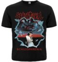 Предна част на черна метъл тениска Sepultura Schizophrenia с цветна щампа