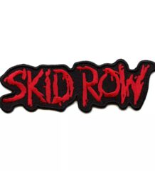 Малка бродирана рок нашивка на Skid Row с червено лого на черен фон