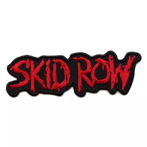 Малка бродирана рок нашивка на Skid Row с червено лого на черен фон