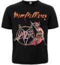 Лице на черна музикална тениска Slayer Show No Mercy с илюстрация на войн и пентаграм