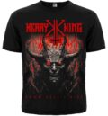 Лице на черна метъл тениска Kerry King с червено лого и демонична щампа From Hell I Rise