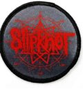 Метъл нашивка Slipknot Logo & Nonagram с червен принт върху тъмносив фон