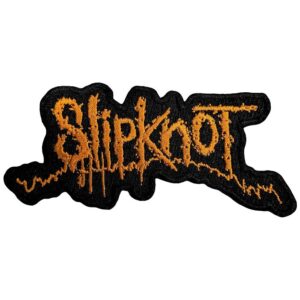 Метъл нашивка Slipknot Orange Logo с оранжева бродерия върху черен фон