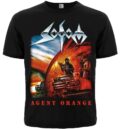 Лице на черна метъл тениска Sodom Agent Orange с голяма цветна щампа