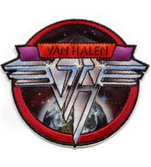 Кръгла рок нашивка на Van Halen с логото на групата и планетата Земя