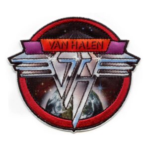 Кръгла рок нашивка на Van Halen с логото на групата и планетата Земя