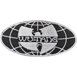 хип хоп нашивка Овална везана нашивка на Wu-Tang Clan Worldwide в черно и бяло