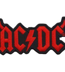 Оригинална бродирана рок нашивка на AC/DC с червено лого и светкавица