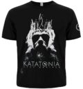 Лице на черна метъл тениска Katatonia City Burials с графична щампа на корона и лого.
