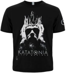 Лице на черна метъл тениска Katatonia City Burials с графична щампа на корона и лого.