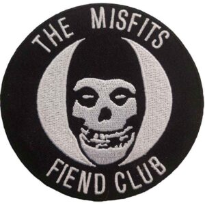 Кръгла везана рок нашивка на The Misfits Fiend Club с черепа Crimson Ghost