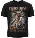 Предна част на черна музикална тениска Powerwolf Interludium с вълк на кръст