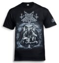 Предна част на черна метъл тениска Dark Funeral Baphomet с обърнати кръстове