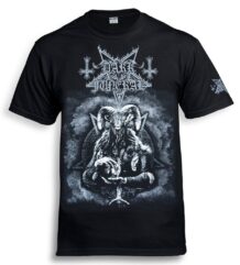 Предна част на черна метъл тениска Dark Funeral Baphomet с обърнати кръстове