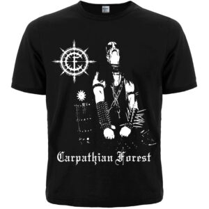 Предна част на черна метъл тениска Carpathian Forest с Nattefrost и лого