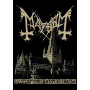 Блек метъл плакат на Mayhem "De Mysteriis"