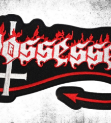 Голяма везана метъл нашивка Possessed с обърнат кръст и пламъци за гръб на яке