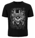 Мъжка тениска с щампа Guns N' Roses с голям череп с цилиндър и пистолети