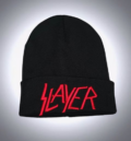 Черна зимна мъжка шапка Slayer с червена 3D бродерия