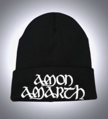 Мъжка зимна шапка Amon Amarth в черен цвят с бяла 3D бродерия