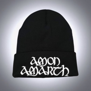 Мъжка зимна шапка Amon Amarth в черен цвят с бяла 3D бродерия