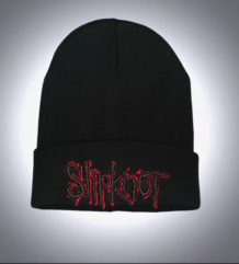 Мъжка зимна шапка Slipknot в черно с червена 3D бродерия