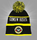 Зимна мъжка шапка Guns N' Roses с жълто-черен помпон