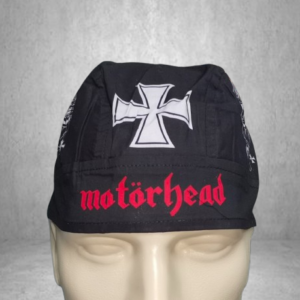 Памучна кърпа шапка за глава Motörhead с червен надпис и бял кръст