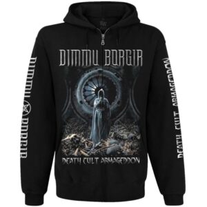 Мъжки черен метъл суичер с цип Dimmu Borgir Death Cult Armageddon предна част и ръкави