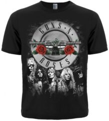 Мъжка тениска с щампа Guns N' Roses с петимата членове на групата и емблематичното лого