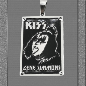 Правоъгълна стоманена рок висулка KISS Gene Simmons от медицинска стомана